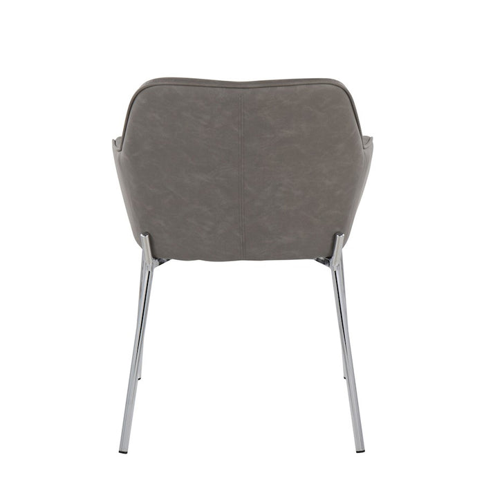 LumiSource Daniella Dining Chair, Set of 2, Chrome/Grey