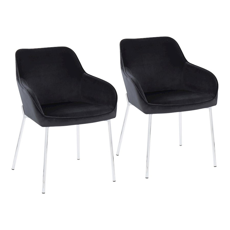 LumiSource Daniella Dining Chair, Set of 2, Chrome/Black - DC-DNLA2CHRMVBK2