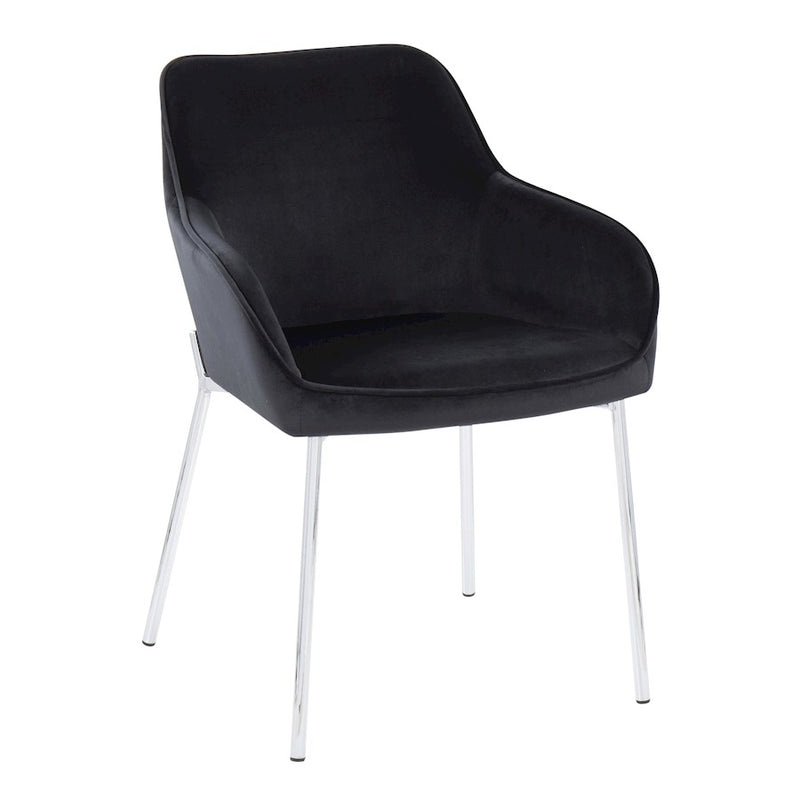 LumiSource Daniella Dining Chair, Set of 2, Chrome/Black