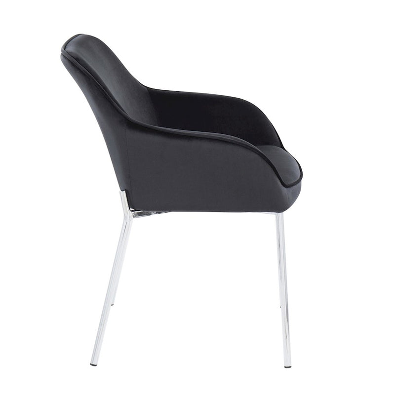 LumiSource Daniella Dining Chair, Set of 2, Chrome/Black