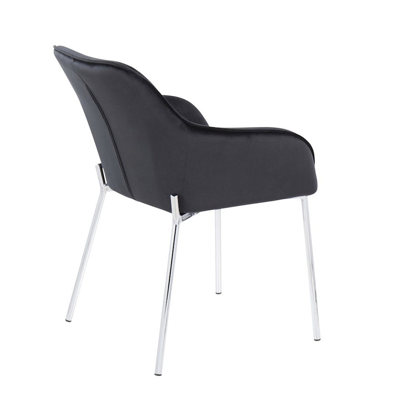 LumiSource Daniella Dining Chair, Set of 2, Chrome/Black