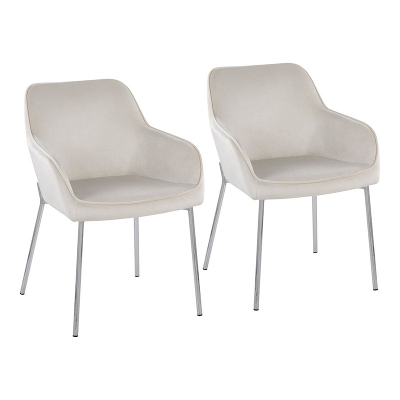 LumiSource Daniella Dining Chair, Set of 2, Chrome/Cream - DC-DNLA2CHRMVCR2