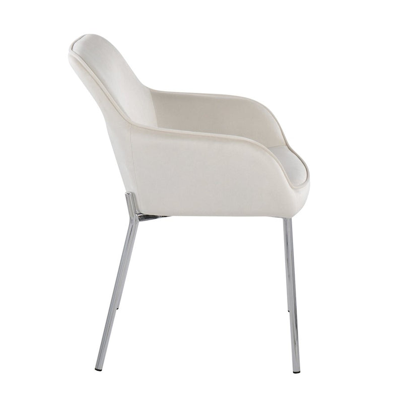 LumiSource Daniella Dining Chair, Set of 2, Chrome/Cream