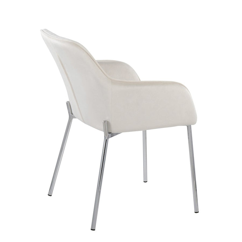 LumiSource Daniella Dining Chair, Set of 2, Chrome/Cream