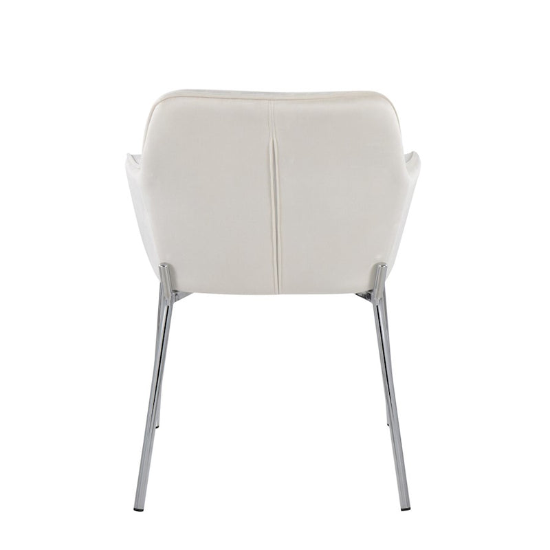 LumiSource Daniella Dining Chair, Set of 2, Chrome/Cream