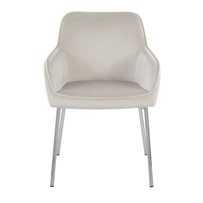 LumiSource Daniella Dining Chair, Set of 2, Chrome/Cream