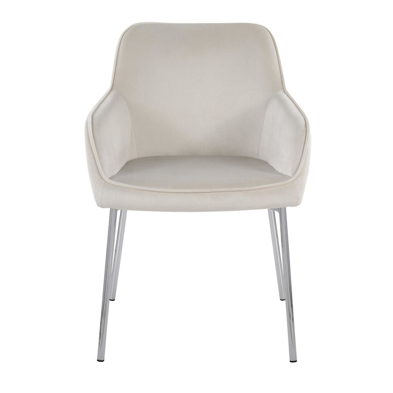 LumiSource Daniella Dining Chair Set of 2 | Chrome Steel & Cream Velvet | Dining Room & Kitchen Seating | 24 x 23 x 32 in | Model DC-DNLA2CHRMVCR2