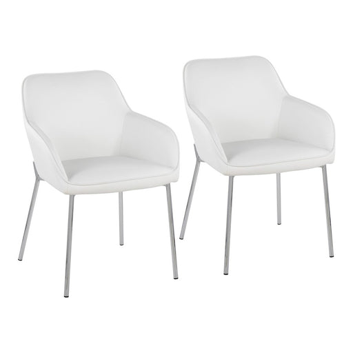 LumiSource Daniella Dining Chair, Set of 2, Chrome Steel/White - DC-DNLA2CHRMW2