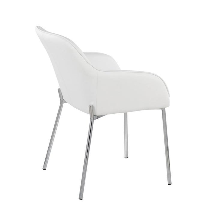 LumiSource Daniella Dining Chair, Set of 2, Chrome Steel/White