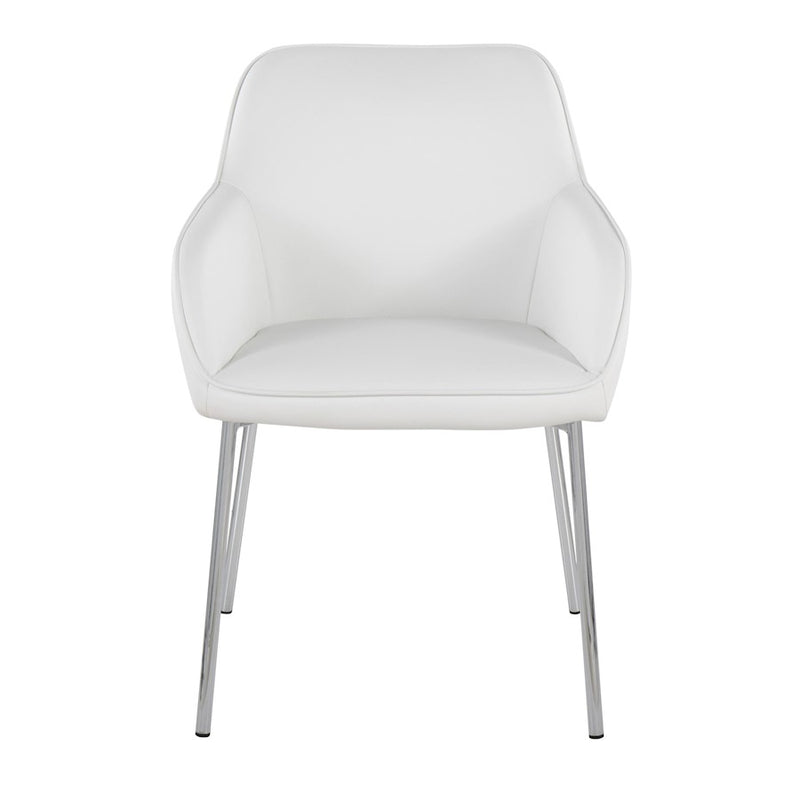 LumiSource Daniella Dining Chair, Set of 2, Chrome Steel/White