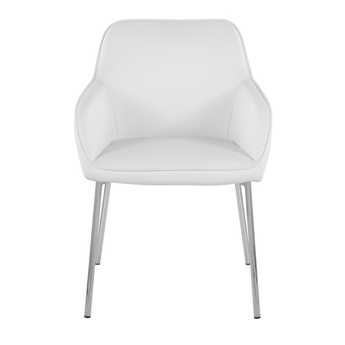 LumiSource Daniella Dining Chair, Set of 2, Chrome Steel/White