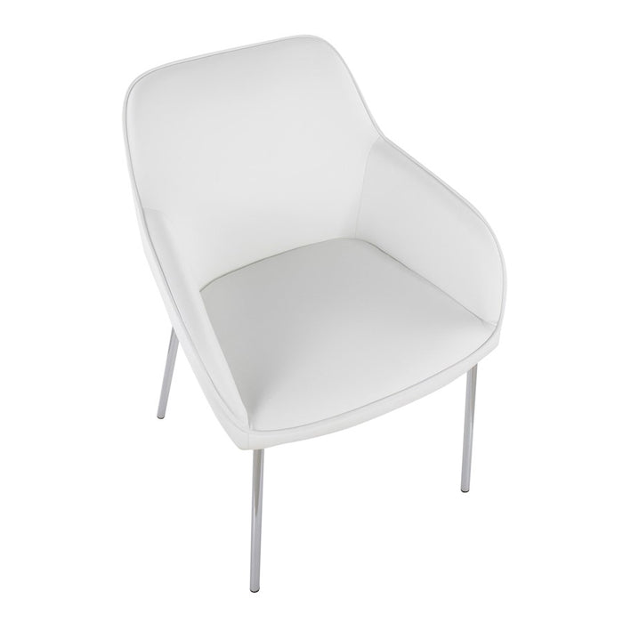 LumiSource Daniella Dining Chair, Set of 2, Chrome Steel/White