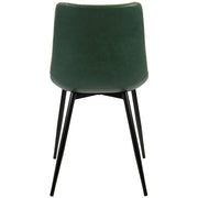 LumiSource Durango Dining Chair Set of 2 | Black Metal & Green PU Leather | Industrial Dining Room & Kitchen Seating | Model DC-DRNGBK-GN2