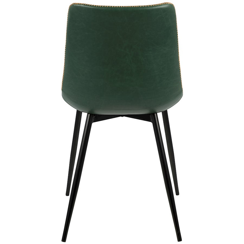 LumiSource Durango Dining Chair Set of 2 | Black Metal & Green PU Leather | Industrial Dining Room & Kitchen Seating | Model DC-DRNGBK-GN2