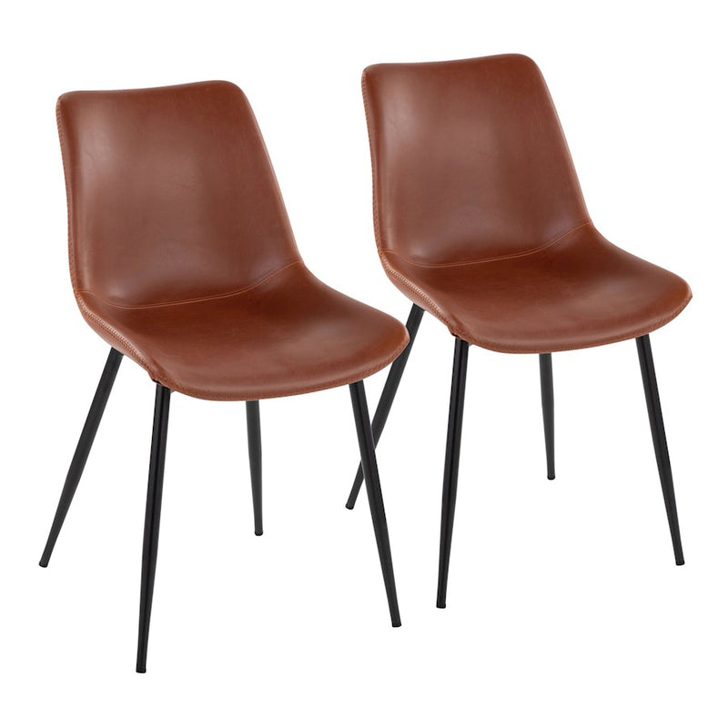 LumiSource Durango Dining Chair, Set of 2, Black Metal/Cognac PU - DC-DRNGBKCG2