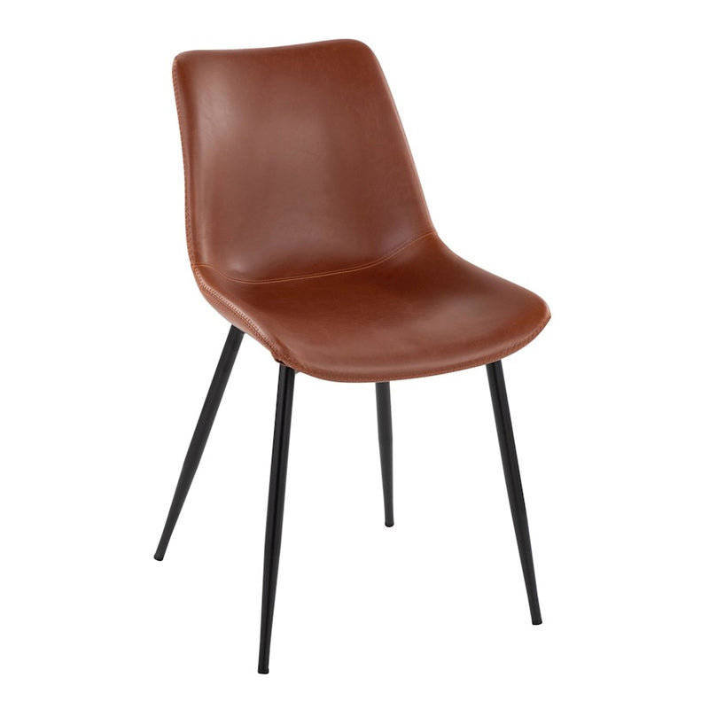 LumiSource Durango Dining Chair, Set of 2, Black Metal/Cognac PU