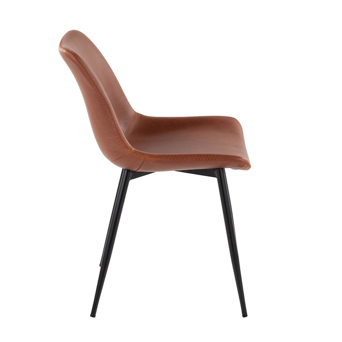 LumiSource Durango Dining Chair, Set of 2, Black Metal/Cognac PU