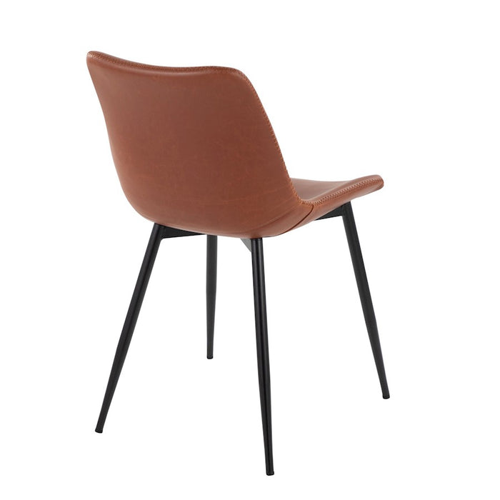 LumiSource Durango Dining Chair, Set of 2, Black Metal/Cognac PU