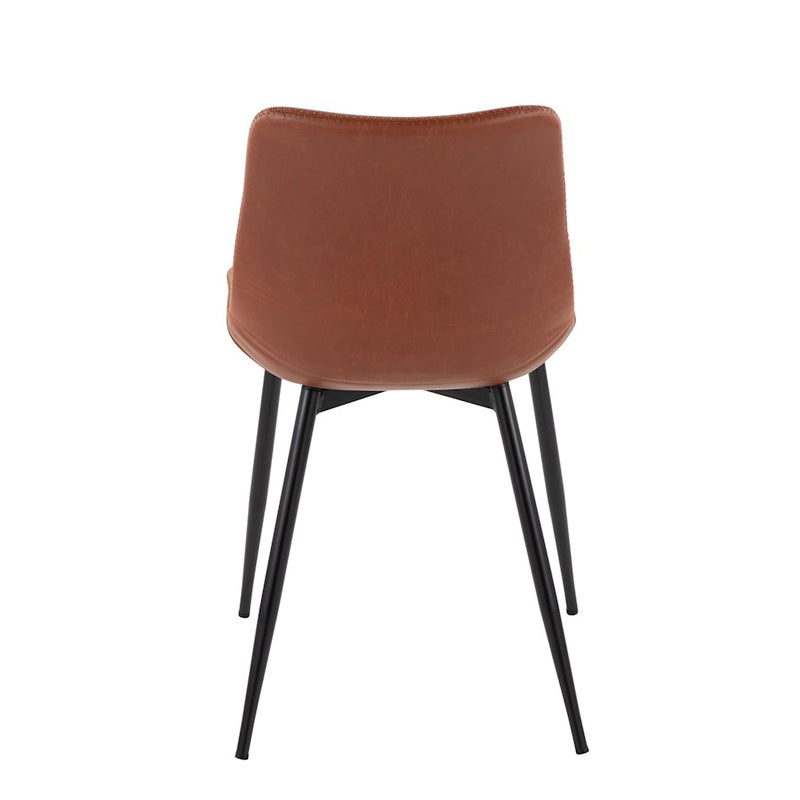 LumiSource Durango Dining Chair, Set of 2, Black Metal/Cognac PU