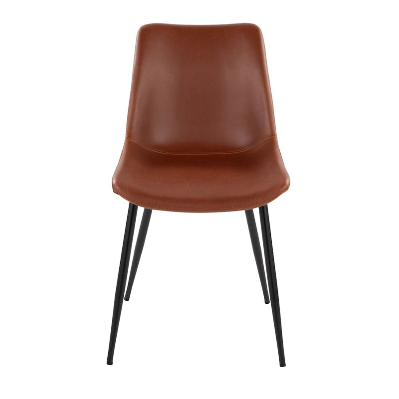 LumiSource Durango Dining Chair, Set of 2, Black Metal/Cognac PU