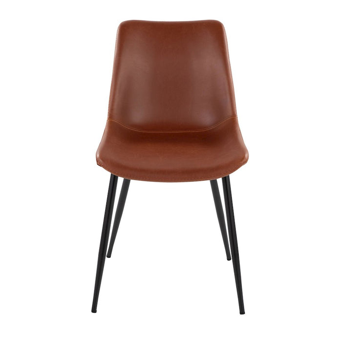 LumiSource Durango Dining Chair, Set of 2, Black Metal/Cognac PU