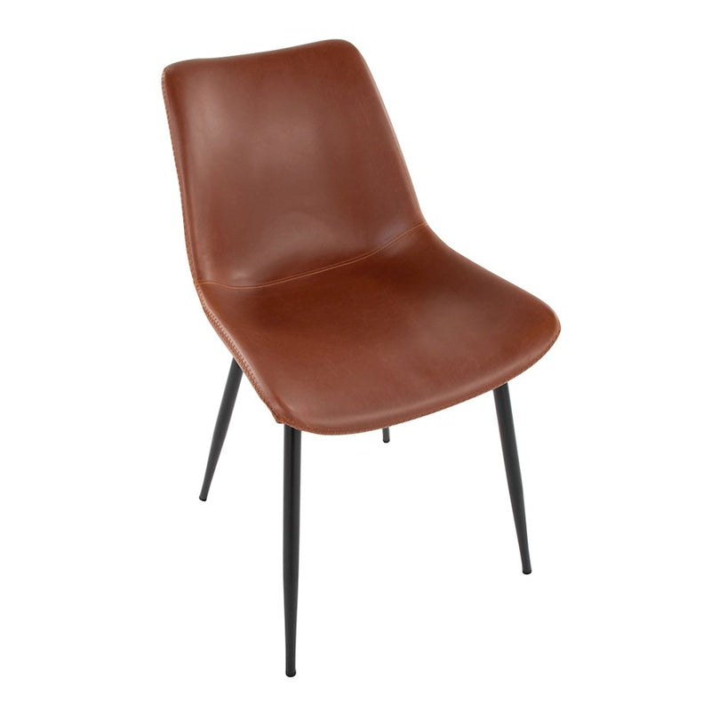 LumiSource Durango Dining Chair, Set of 2, Black Metal/Cognac PU