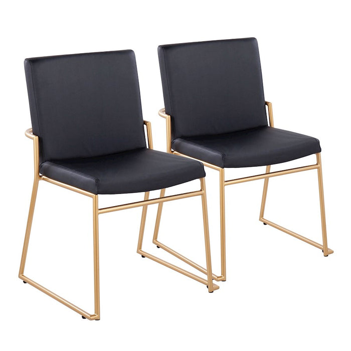LumiSource Dutchess Dining Chair, Set of 2, Gold Steel/Black - DC-DUTCHESSAUBK2