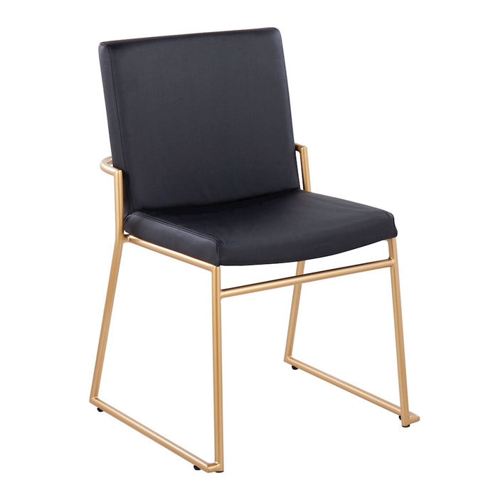 LumiSource Dutchess Dining Chair, Set of 2, Gold Steel/Black