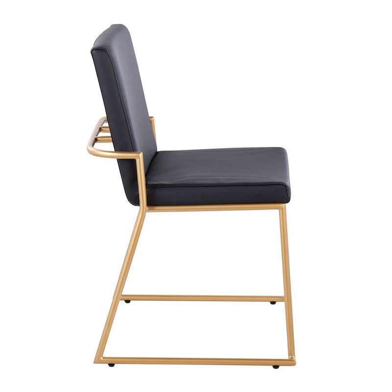 LumiSource Dutchess Dining Chair, Set of 2, Gold Steel/Black
