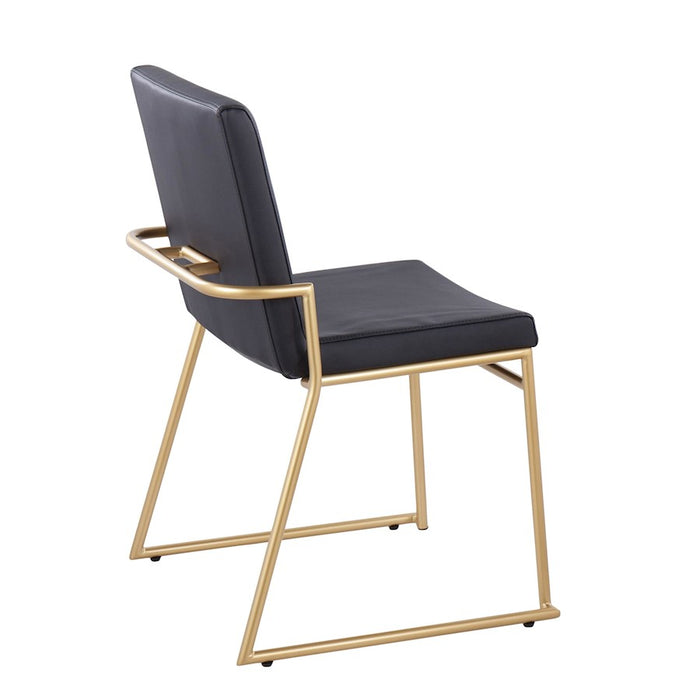 LumiSource Dutchess Dining Chair, Set of 2, Gold Steel/Black