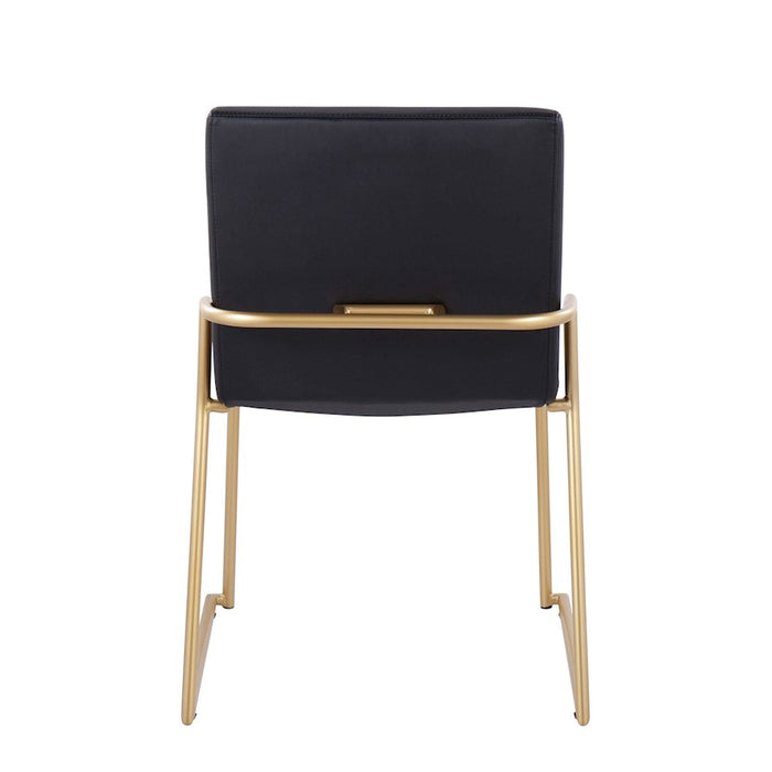 LumiSource Dutchess Dining Chair, Set of 2, Gold Steel/Black