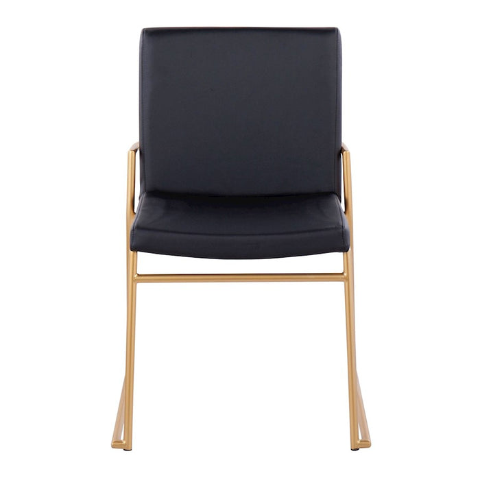 LumiSource Dutchess Dining Chair, Set of 2, Gold Steel/Black