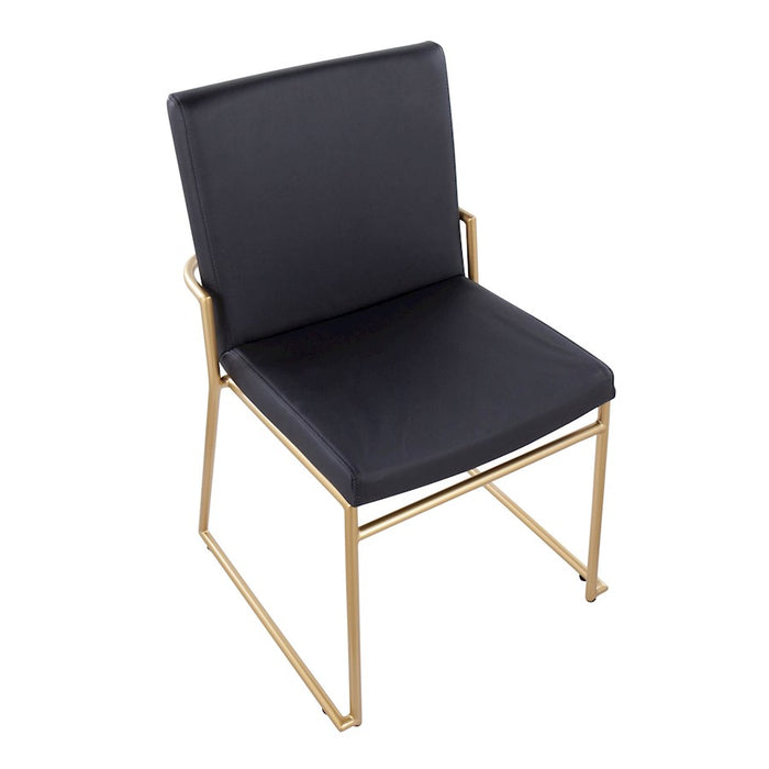 LumiSource Dutchess Dining Chair, Set of 2, Gold Steel/Black