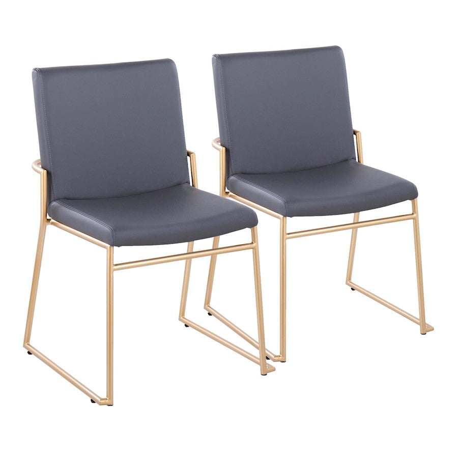 LumiSource Dutchess Dining Chair, Set of 2, Gold Steel/Grey - DC-DUTCHESSAUGY2