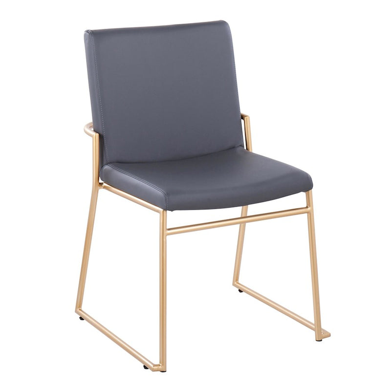 LumiSource Dutchess Dining Chair, Set of 2, Gold Steel/Grey