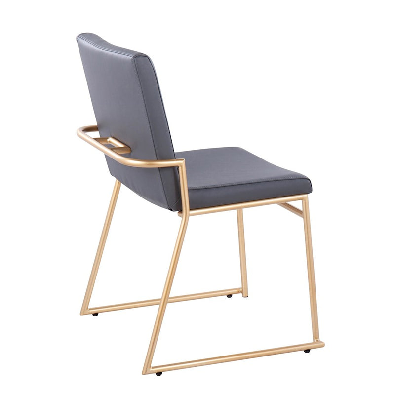 LumiSource Dutchess Dining Chair, Set of 2, Gold Steel/Grey