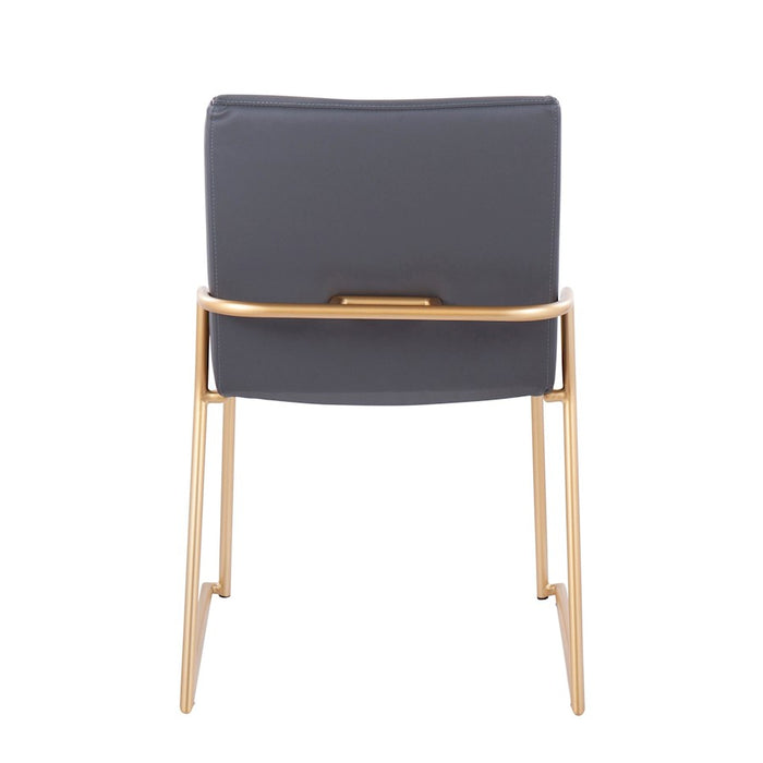 LumiSource Dutchess Dining Chair, Set of 2, Gold Steel/Grey