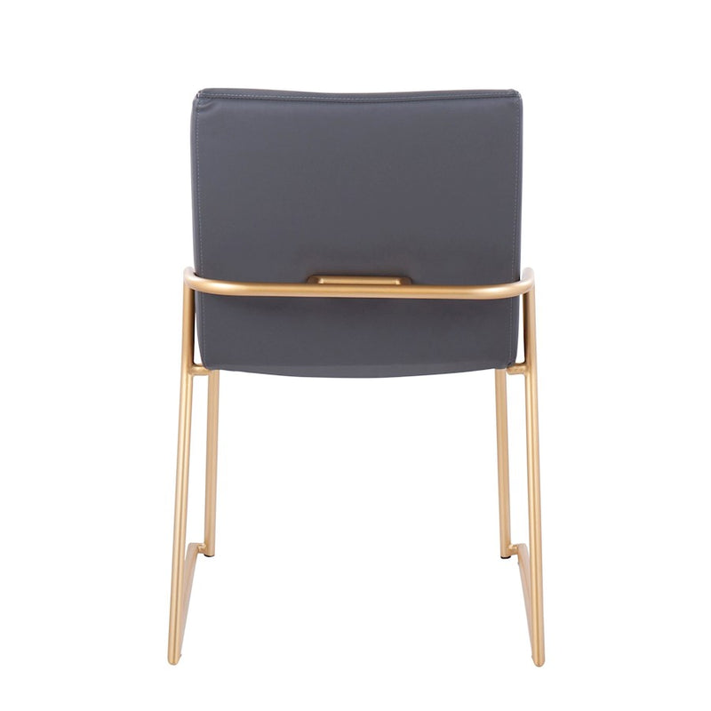 LumiSource Dutchess Dining Chair Set of 2 | Gold Steel & Grey PU Leather | Glam Dining Room & Kitchen Seating | Model DC-DUTCHESSAUGY2