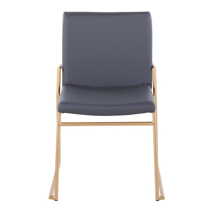 LumiSource Dutchess Dining Chair, Set of 2, Gold Steel/Grey