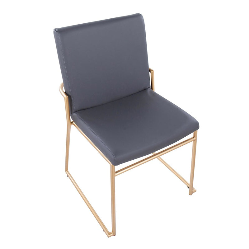 LumiSource Dutchess Dining Chair, Set of 2, Gold Steel/Grey