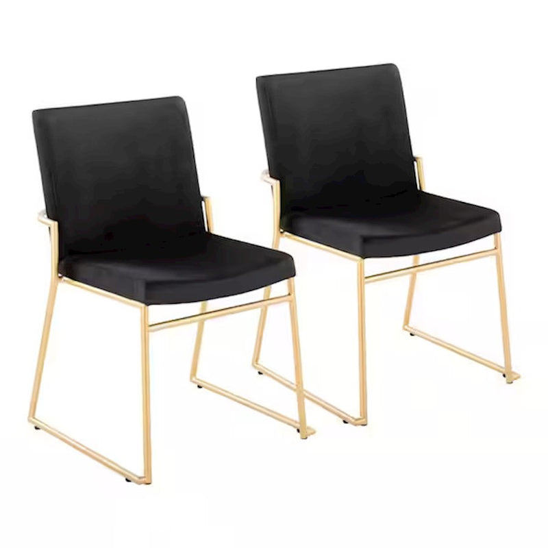 LumiSource Dutchess 22.5in Dining Chair Set of 2 | Glam Black Velvet & Gold Steel | Dining Room & Kitchen Seating | Model DC-DUTCHESSAUVBK2