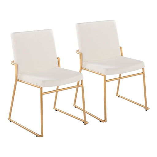 LumiSource Dutchess Dining Chair, Set of 2, Gold Steel/Cream - DC-DUTCHESSAUVCR2