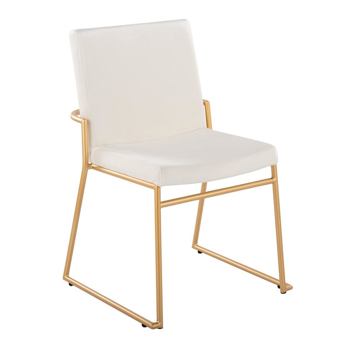 LumiSource Dutchess Dining Chair, Set of 2, Gold Steel/Cream