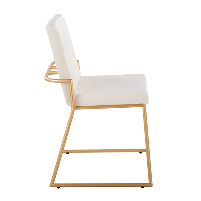 LumiSource Dutchess Dining Chair, Set of 2, Gold Steel/Cream