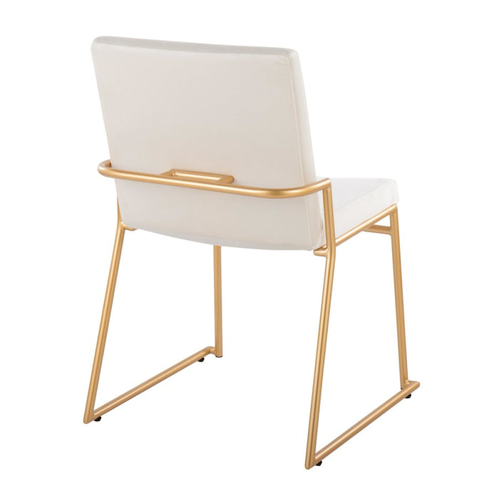 LumiSource Dutchess Dining Chair, Set of 2, Gold Steel/Cream