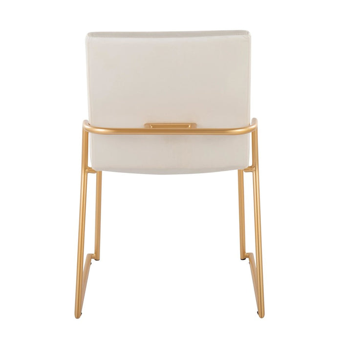 LumiSource Dutchess Dining Chair, Set of 2, Gold Steel/Cream