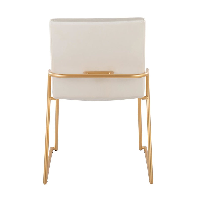 LumiSource Dutchess 22.5in Dining Chair Set of 2 | Glam Cream Velvet & Gold Steel | Dining Room & Kitchen Seating | Model DC-DUTCHESSAUVCR2