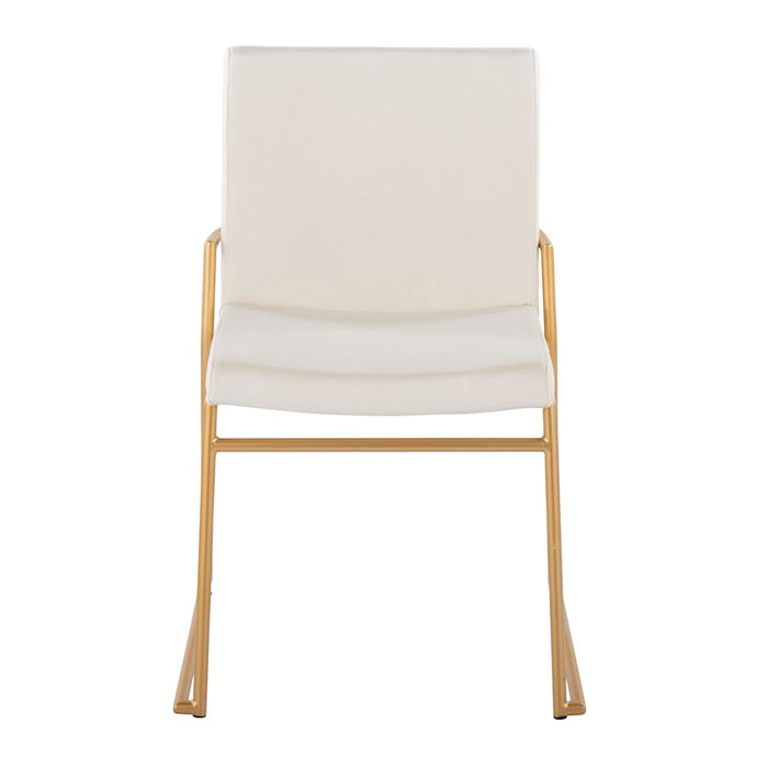 LumiSource Dutchess Dining Chair, Set of 2, Gold Steel/Cream