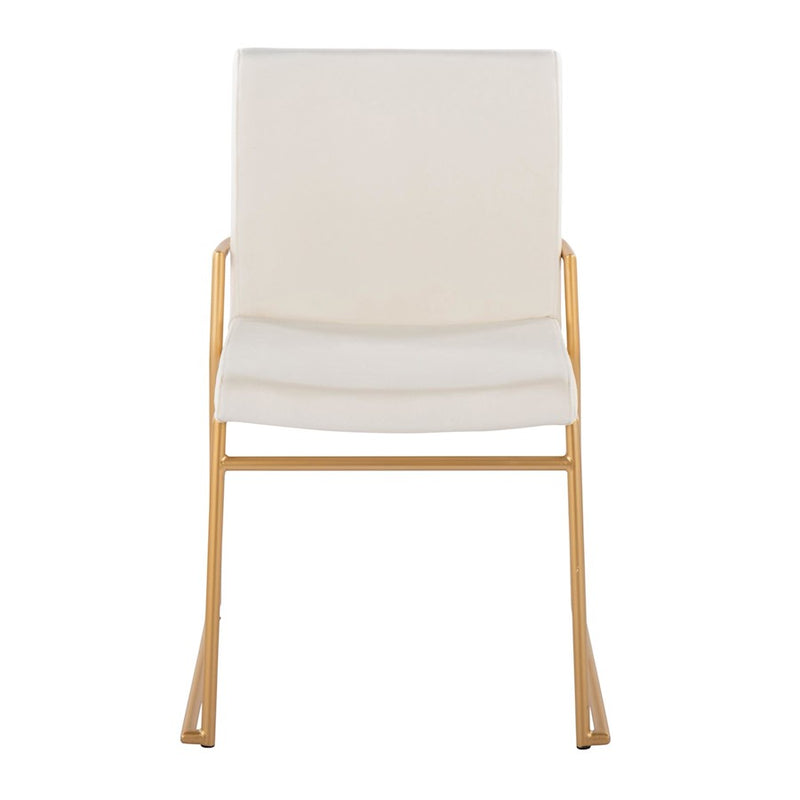 LumiSource Dutchess 22.5in Dining Chair Set of 2 | Glam Cream Velvet & Gold Steel | Dining Room & Kitchen Seating | Model DC-DUTCHESSAUVCR2