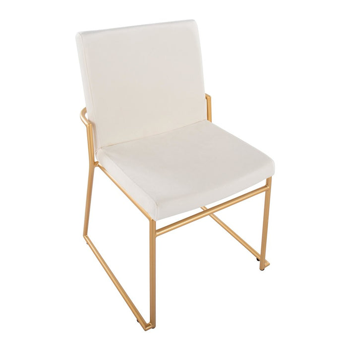 LumiSource Dutchess Dining Chair, Set of 2, Gold Steel/Cream